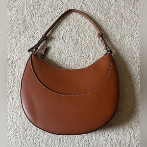 MANGO Brown Leather Shoulder Bag